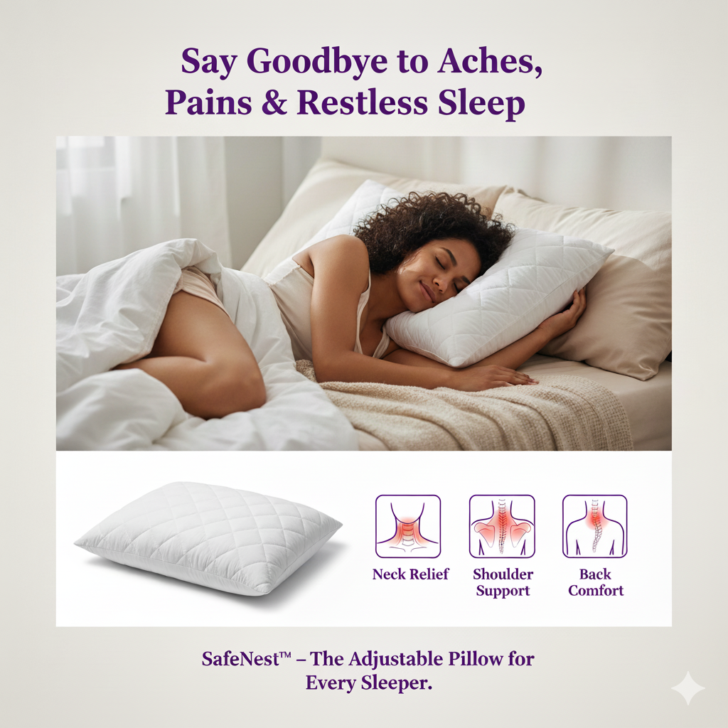 SafeNest™ Luxury Memory Foam Pillow – Cooling Comfort for Deep Sleep