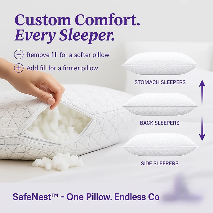 SafeNest™ Luxury Memory Foam Pillow – Cooling Comfort for Deep Sleep