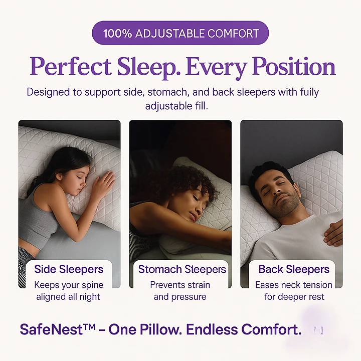 SafeNest™ Luxury Memory Foam Pillow – Cooling Comfort for Deep Sleep