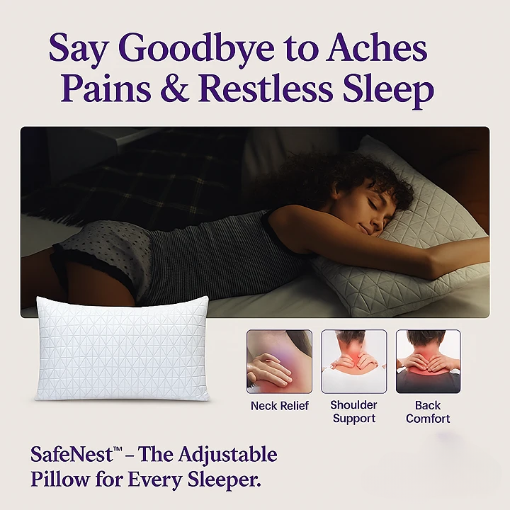 SafeNest™ Luxury Memory Foam Pillow – Cooling Comfort for Deep Sleep