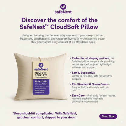 SafeNest™ Luxury Memory Foam Pillow – Cooling Comfort for Deep Sleep
