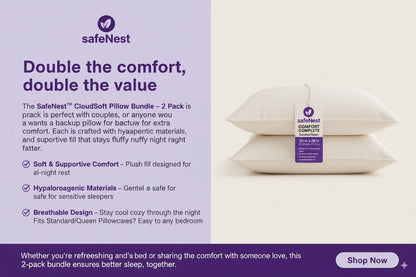SafeNest™ CloudSoft Pillow Bundle – 2 Pack